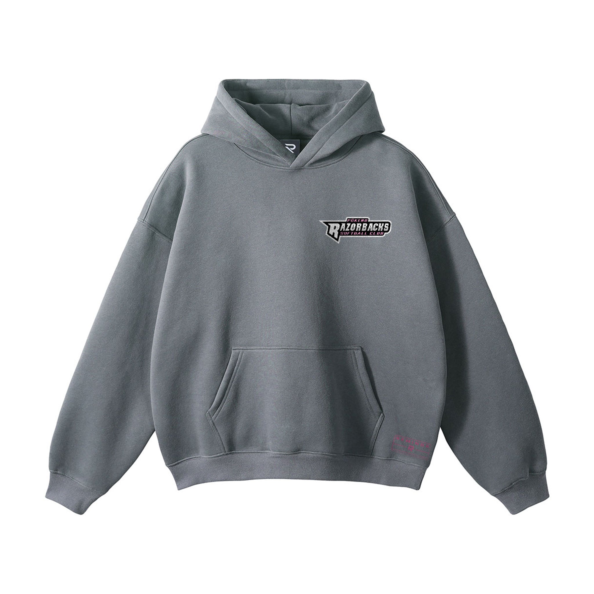 Razorbacks Puff Hoodie (Grey) - Pokeno Softball