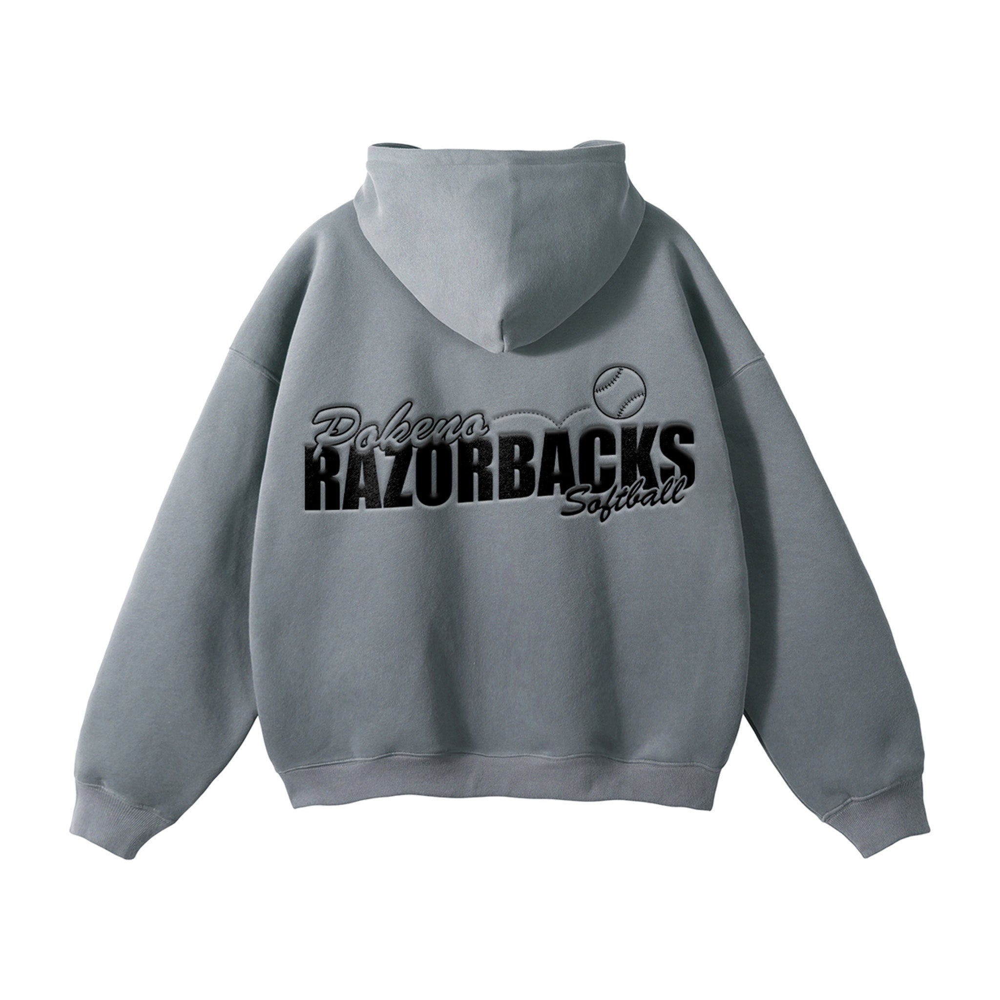 Razorbacks Puff Hoodie (Grey) - Pokeno Softball